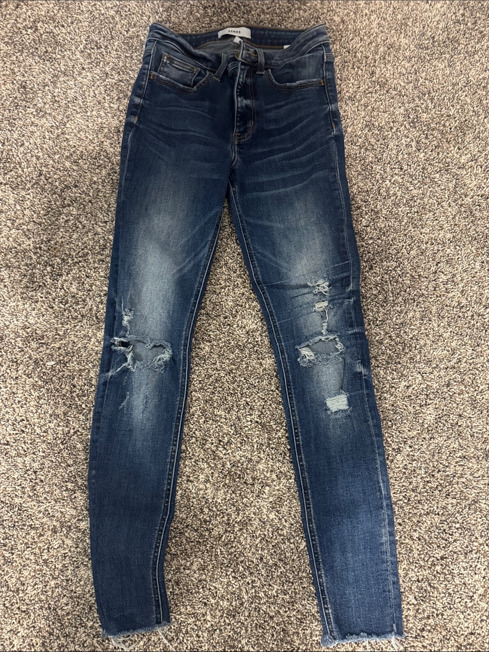 Women's Dark Blue Distressed Skinny Jeans
